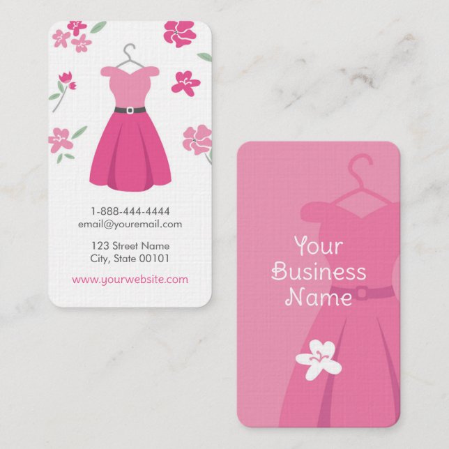Dress Boutique Pink Business Card (Front/Back)