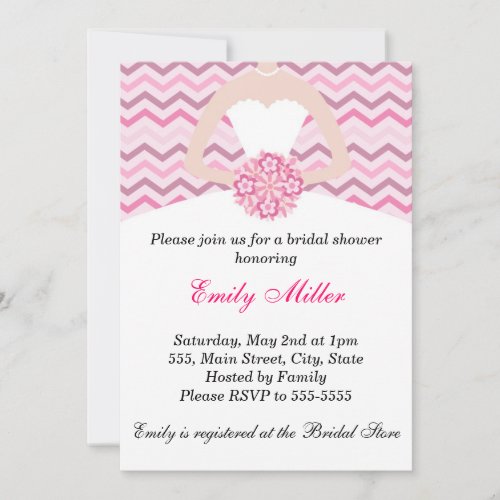 Chevron Pink Bridal Shower Wedding Invitation