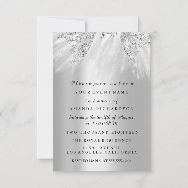 Dress Bridal Sweet 16th 15th Wedding Silver Gray Invitation (Front)