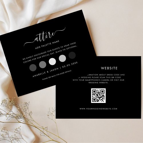 Dress Code Black Wedding Attire for Guest QR Code Enclosure Card