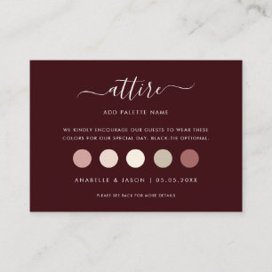 Dress Code Burgundy Wedding Guest Attire QR Code Enclosure Card