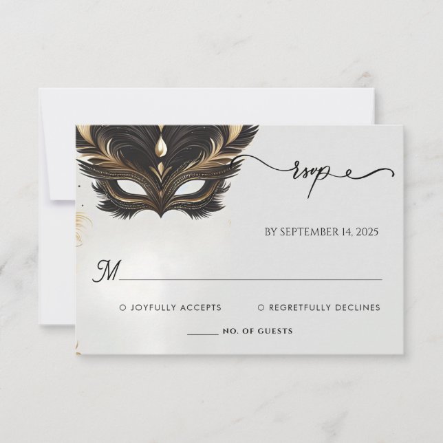 Dress Code Prom Costume Masquerade Ball Wedding RSVP Card (Front)
