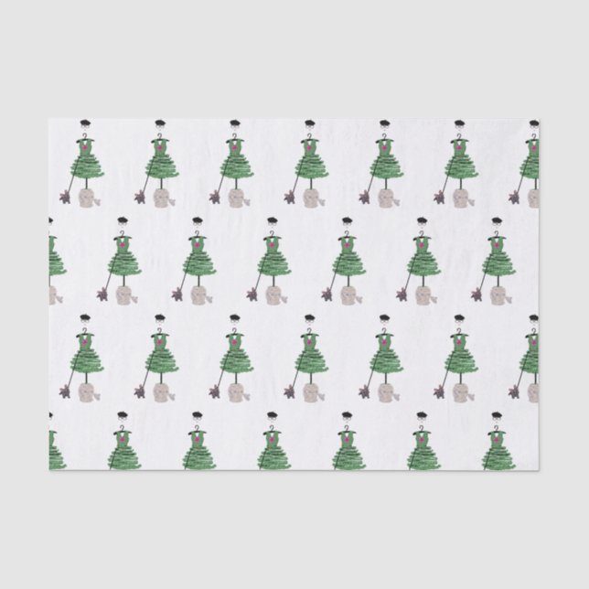 Dress Fashion Topiary Ginger jar Wrapping Paper (Front)