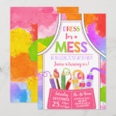 open lace back dress Colorful Painting Birthday Party Invitations with Envelopes Set of 20 Dress  for a Mess Art Painting Birthday Party Invites Fill in Blank : Amazon.sg:  Office Products main image 0