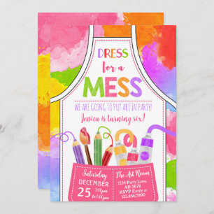 Dress For A Mess Art Birthday Invitation