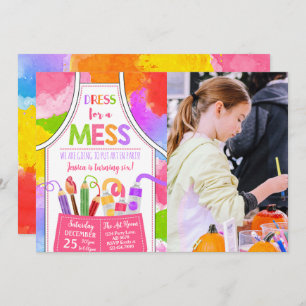 Dress For A Mess Art Birthday Photo Invitation