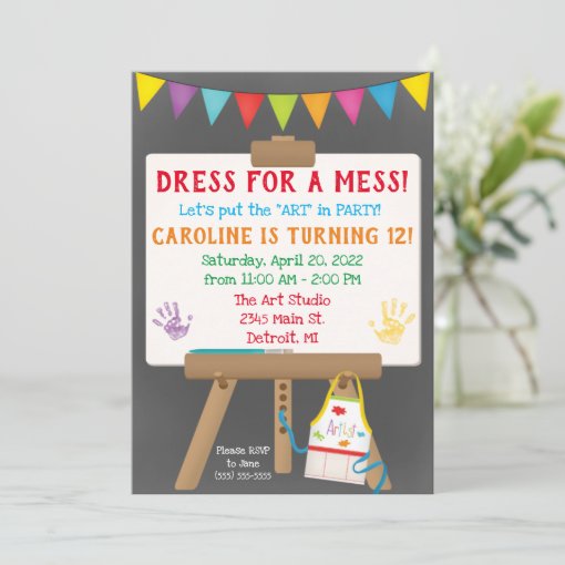 Dress for a Mess Art Party Invitation Zazzle