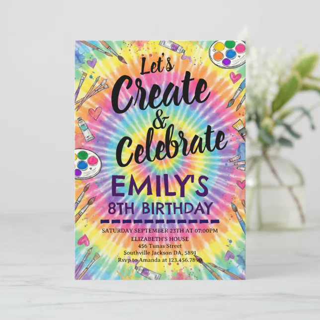 Dress for a Mess Painting Party Art Girl Birthday Invitation | Zazzle