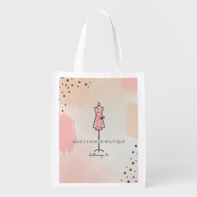 Dress Form Abstract Fashion Retail Business Grocery Bag (Front)