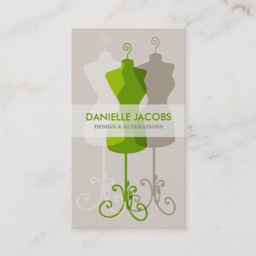 Dress Form Alteration  Fashion Design Card green