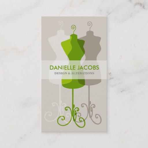 Customizable Dress Form Alteration &amp; Fashion Design Card green Business Cards