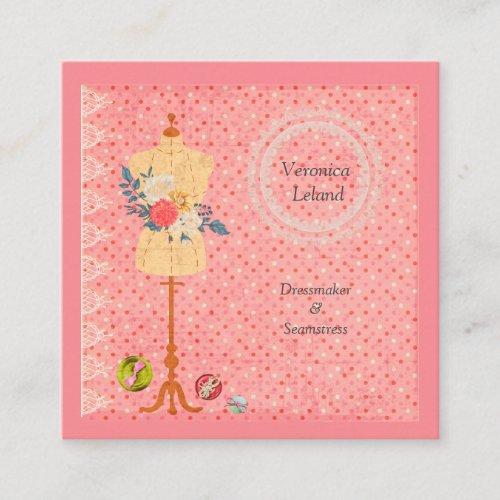 Dress form for Seamstress Dressmaker Designer Square Business Card