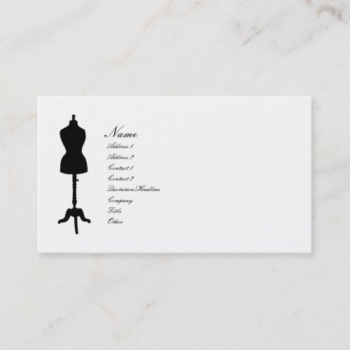 Dress Form II Silhouette v. 2 Business Card Template