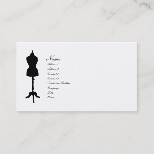 Customizable Dress Form II Silhouette v. 2 Business Card Template