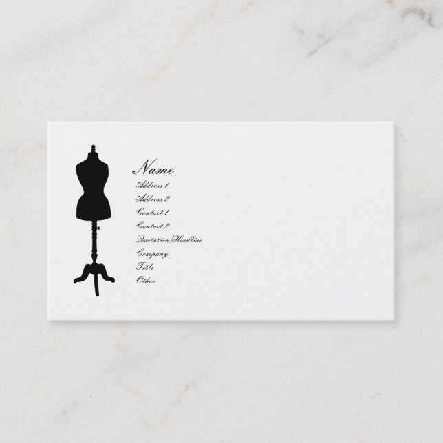 Dress Form II Silhouette v. 2 Business Card (Front)