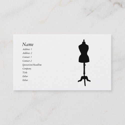 Dress Form Silhouette II Business Card Templates
