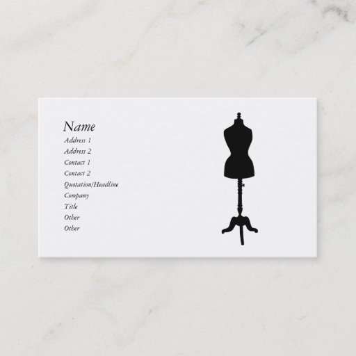 Customizable Dress Form Silhouette II Business Card Templates