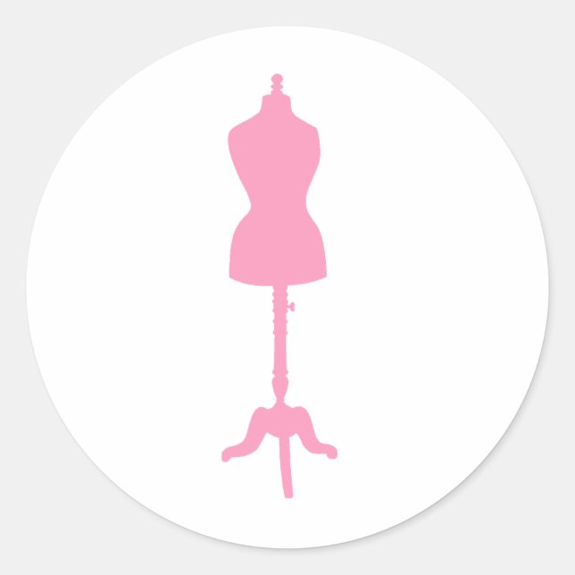 Dress Form Silhouette II - Pink Classic Round Sticker (Front)
