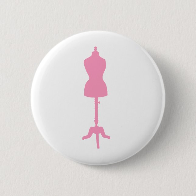 Dress Form Silhouette II - Pink Pinback Button (Front)
