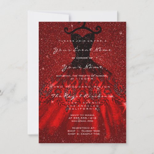 Dress Glitter Burgundy Bridal Hearts 16th Red Glam Invitation