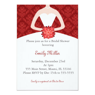 Christmas Bridal Shower Invitations Polka Dot Design Watercolor Fl Christmas Bridal Shower Card