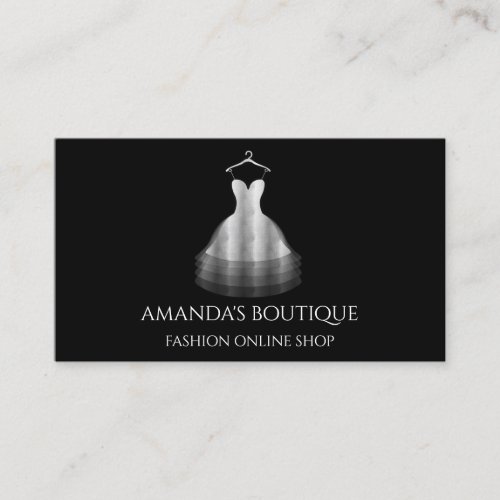 Dress Logo Fashion Boutique Online Shop Gray Black Business Card