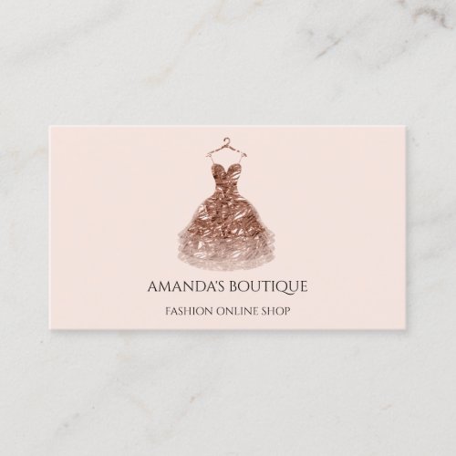 Dress Logo Fashion Boutique Online Shop Rose Business Card