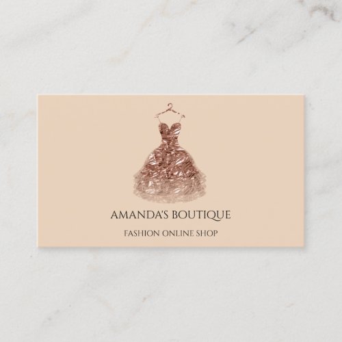 Dress Logo Fashion Boutique Online Shop Rose Gold Business Card