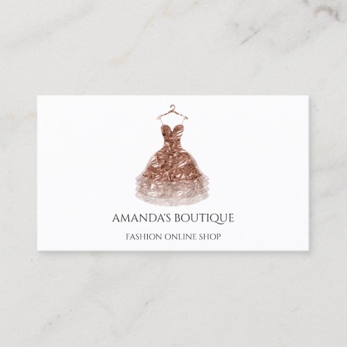 Dress Logo Fashion Boutique Online Shop Rose White Business Card