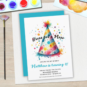 Dress Mess Kids Art Painting Party Boy Birthday Invitation