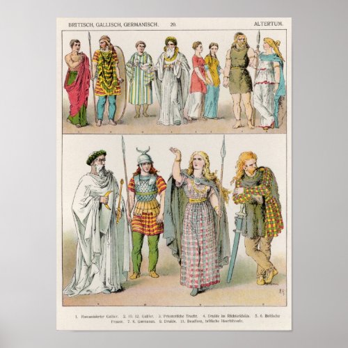 Dress of the Britons Gauls and Germans Poster
