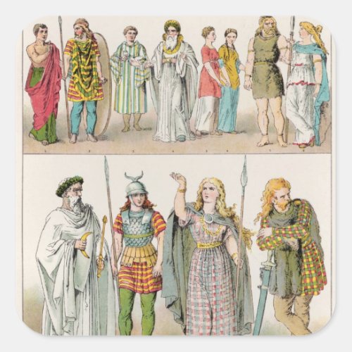 Dress of the Britons Gauls and Germans Square Sticker