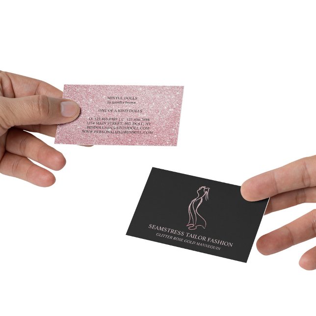 Dress Rose gold Seamstress Tailor Business Card (Dress Rose gold Seamstress Tailor Business Card)