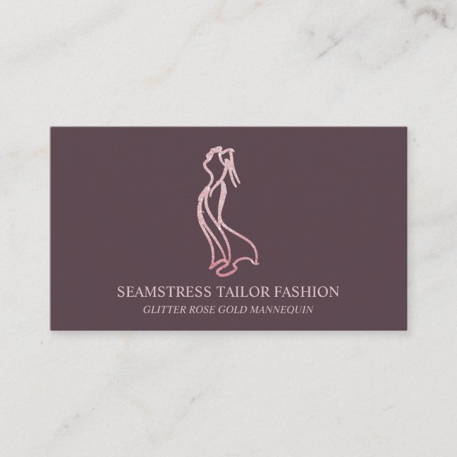 Dress Rose gold Seamstress Tailor wedding Business Card