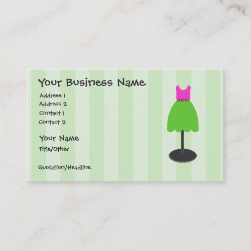 Dress Shop Green Business Cards