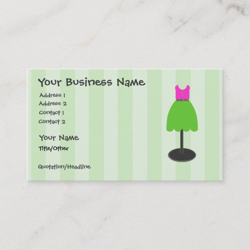 Customizable Dress Shop Green Business Cards