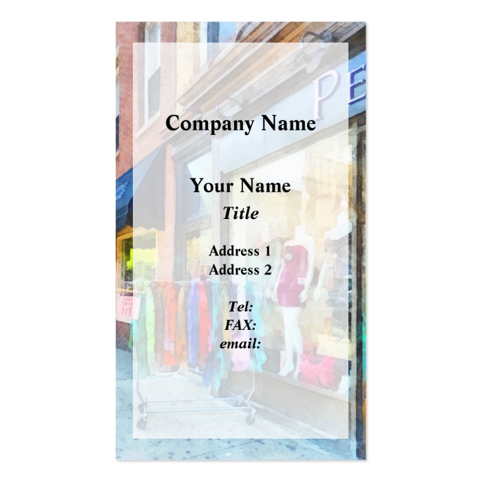 Dress Shop Hoboken NJ Business Card Template