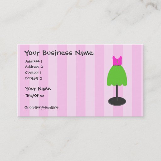 Customizable Dress Shop Pink Business Cards