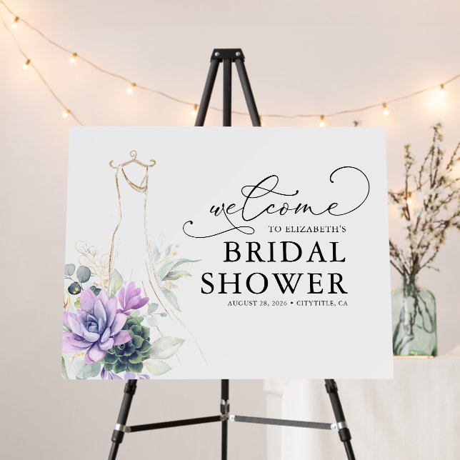 Dress Succulents Greenery Bridal Shower Welcome Foam Board (In Situ (Stand))