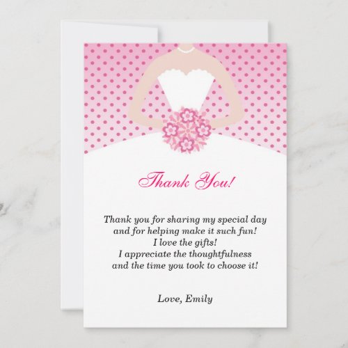 Dress Thank You Card Pink Pola Dots
