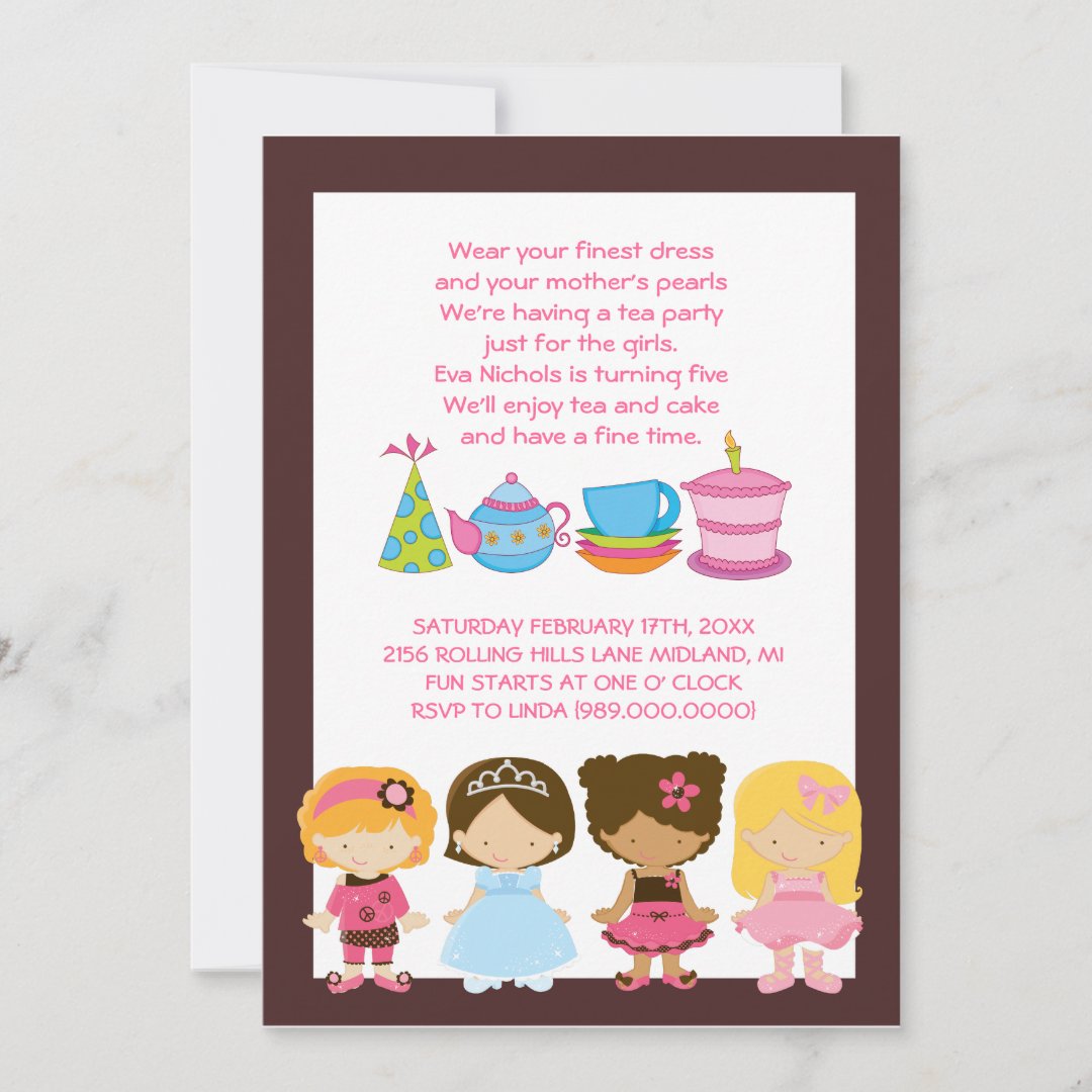 Dress-up Birthday Or Tea Party Invitations 