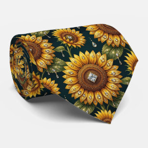 Dress Up Casual Sunflowers and Diamonds Neck Tie