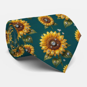 Dress Up Casual Sunflowers and Diamonds Neck Tie
