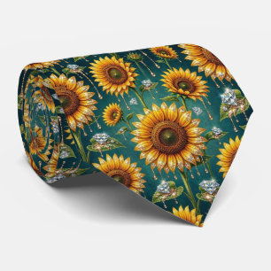 Dress Up Casual Sunflowers and Diamonds Neck Tie