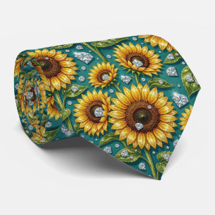 Dress Up Casual Sunflowers and Diamonds Neck Tie