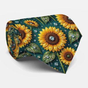 Dress Up Casual Sunflowers and Diamonds Neck Tie