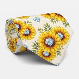 Dress Up Casual Sunflowers and Diamonds Neck Tie
