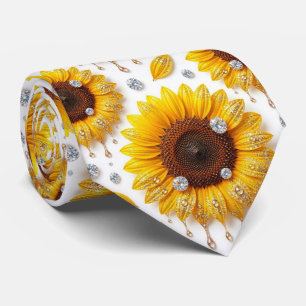 Dress Up Casual Sunflowers and Diamonds Neck Tie