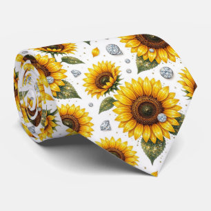 Dress Up Casual Sunflowers and Diamonds Neck Tie