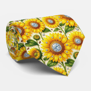 Dress Up Casual Sunflowers and Diamonds Neck Tie